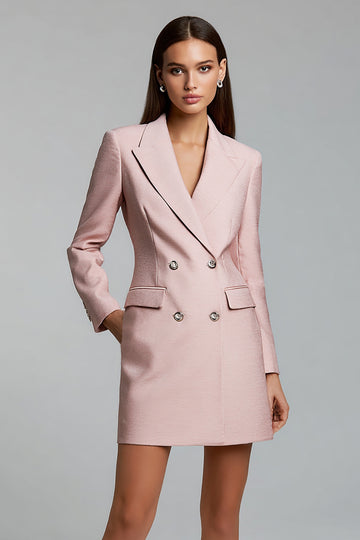 Pink Peak Lapel Tight Work Dress
